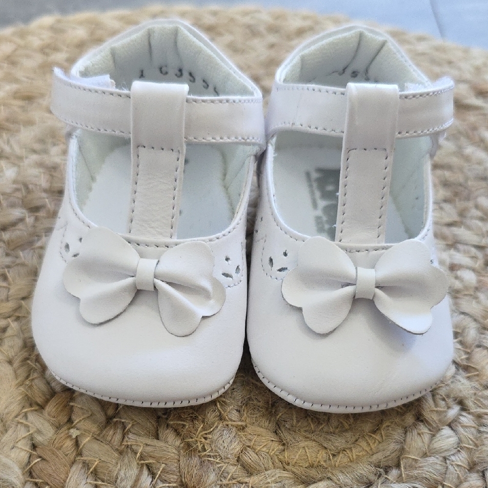 White Colombian Baby Shoes with Soft Sole and Secure Straps